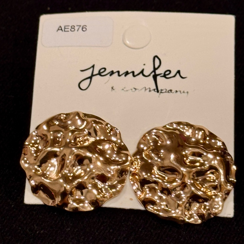 Jennifer and Company Gold-Tone Hammered Button Post Earrings 1 in BOUTIQUE GLAM
